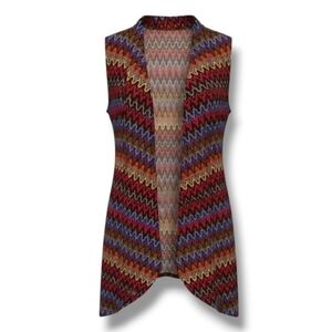 Travel Elements Women's colorful chevron print sleeveless open front cardigan